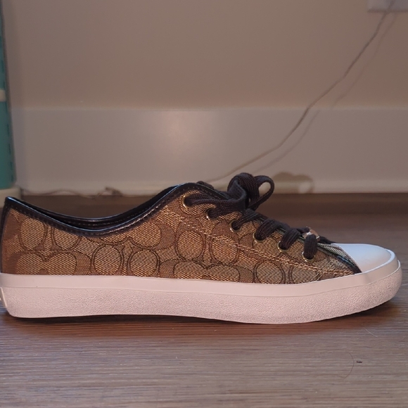 Coach Empire Low Top Logo Sneakers Brown Signature Canvas Wm Sz 10 - Picture 9 of 16
